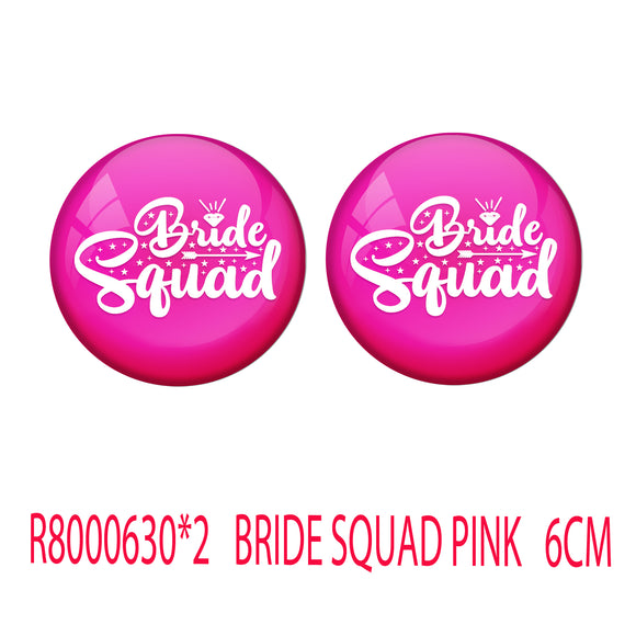 AVI Metal Pink Colour Pin Badges With Bride Squad pink Design  (Pack of 2)