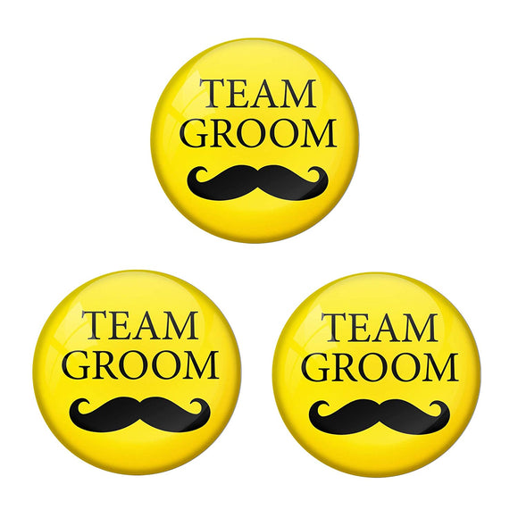 AVI Metal Yellow Colour Pin Badges With Team Groom Yellow Design  (Pack of 3)