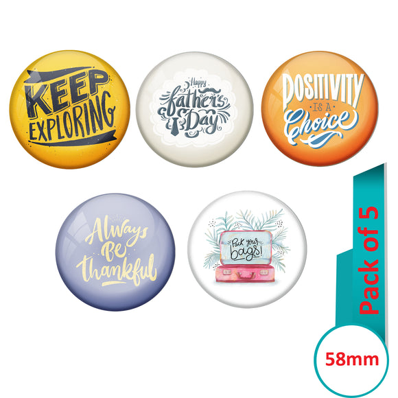 AVI Multi Colour Metal Fridge Magnet  with Pack of 5 Happy Positive quotes PQ 20 Design