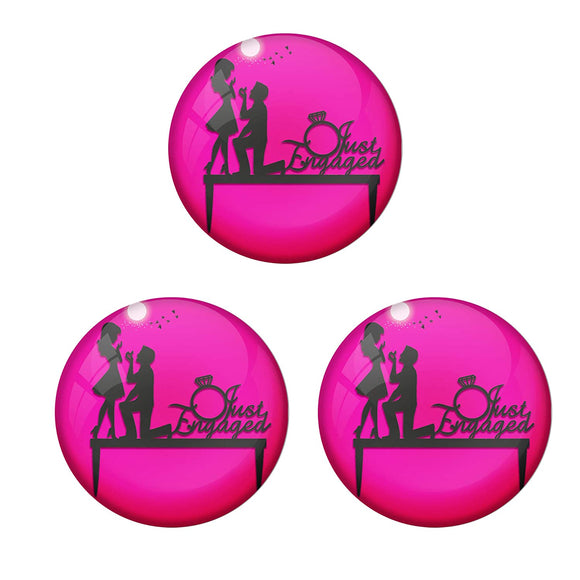 AVI Metal Pink Colour Pin Badges With Just Engaged Pink Design  (Pack of 3)