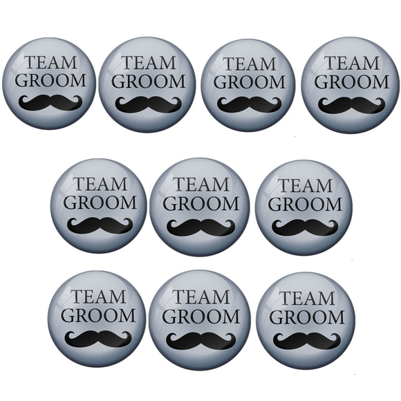 AVI Metal Grey Colour Pin Badges Team Groom Design (Pack of 10)