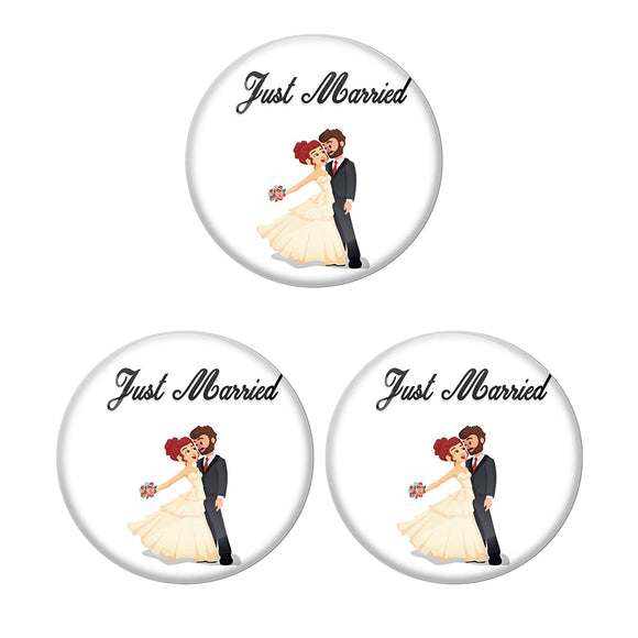AVI Metal Multi Colour Pin Badges With Just married Western Couple Design  (Pack of 3)