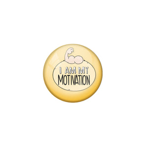 AVI Yellow Metal Pin Badges with Positive Quotes I am my motivation Design