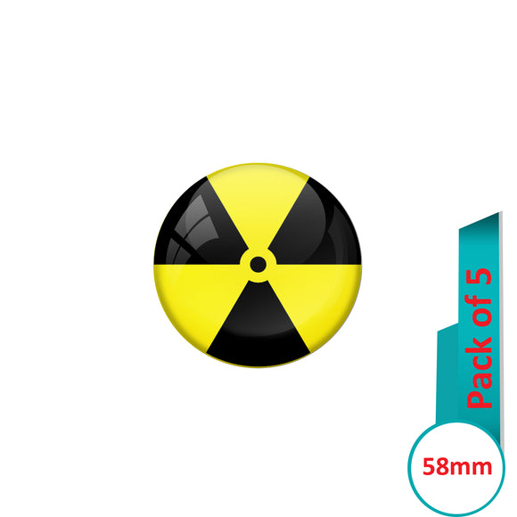 AVI Pin Badges with Yellow Radiation hazard Quote Design Pack of 5