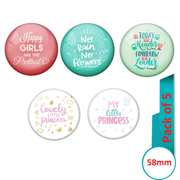 AVI Multi Colour Metal  Pin Badges  with Pack of 5 Happy Positive quotes PQ 32 Design