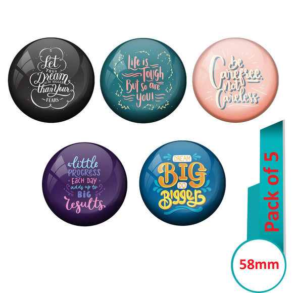 AVI Multi Colour Metal  Pin Badges  with Pack of 5 Happy Positive quotes PQ 18 Design