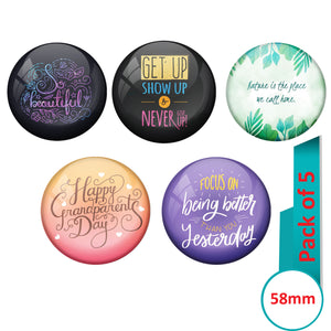 AVI Multi Colour Metal  Pin Badges  with Pack of 5 Happy Positive quotes PQ 47 Design