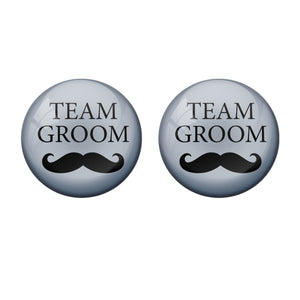 AVI Metal Grey Colour Pin Badges Team Groom ( Pack of 2)