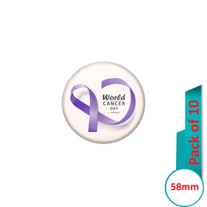 AVI Pin Badges with Multi World cancer day Quote Design Pack of 10