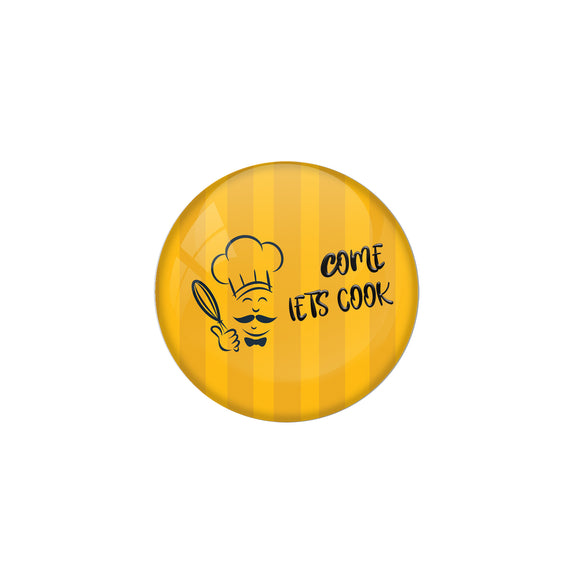 AVI Metal Yellow Colour Fridge Magnet With lets Cook Design