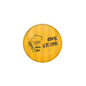 AVI Metal Yellow Colour Pin Badges With lets Cook Design