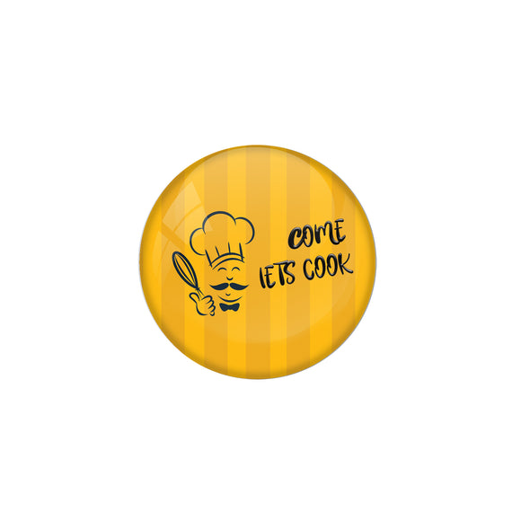 AVI Metal Yellow Colour Pin Badges With lets Cook Design