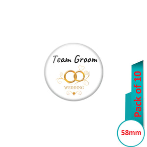 AVI Pin Badges with Multi Team Groom Wedding Ring Quote Design Pack of 10