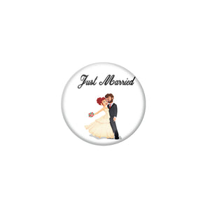 AVI Metal White Colour Pin Badges With Just married Couple 2 Design