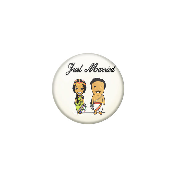 AVI Metal White Colour Fridge Magnet With Just married Couple 1 Design