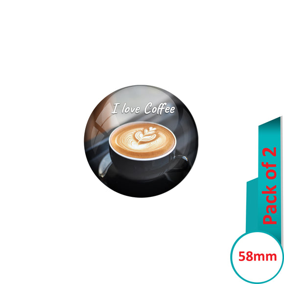 AVI Pin Badges I love Coffee Quote Design