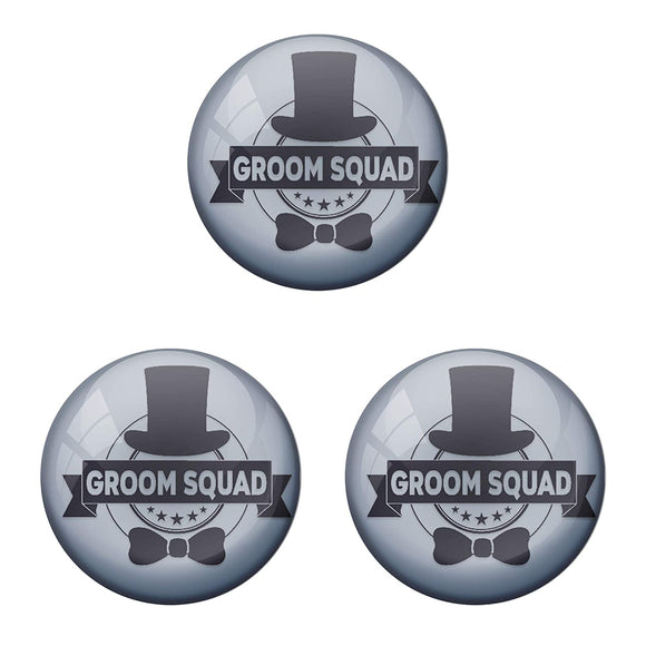 AVI Metal Grey Colour Pin Badges With Groom Squad Design (Pack of 3)