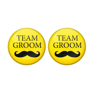 AVI Metal Yellow Colour Pin Badges With Team Groom Yellow Design  (Pack of 2)