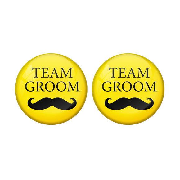 AVI Metal Yellow Colour Pin Badges With Team Groom Yellow Design  (Pack of 2)