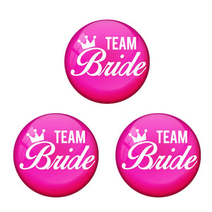 AVI Metal Pink Colour Pin Badges With Bride Team Pink Design (Pack of 3)