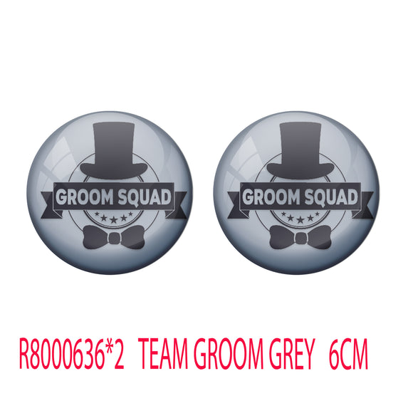 AVI Metal Grey Colour Pin Badges  Groom Squad Design (Pack of 2)