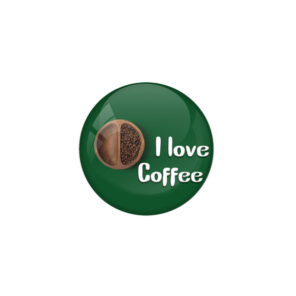 AVI Metal Green Colour Pin Badges With I love Coffee Design