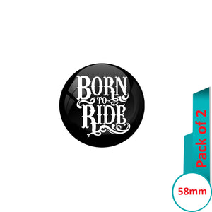 AVI Pin Badges with Black Born to ride Red Helmet Quote Design Pack of 2