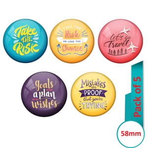 AVI Multi Colour Metal  Pin Badges  with Pack of 5 Happy Positive quotes PQ 35 Design