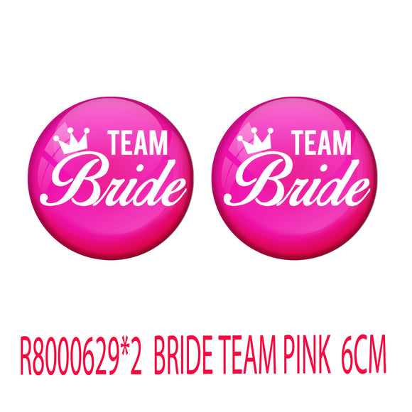 AVI Metal Pink Colour Pin Badges With Bride Team Pink Design (Pack of 2)
