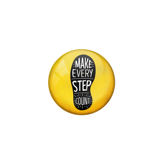 AVI Yellow Metal Fridge Magnet with Positive Quotes Make every step count Design