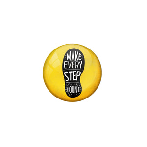 AVI Yellow Metal Pin Badges with Positive Quotes Make every step count Design