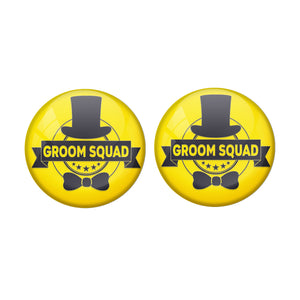 AVI Metal Yellow Colour Pin Badges With Groom Squad Yellow Design  (Pack of 2)