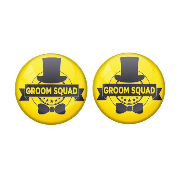 AVI Metal Yellow Colour Pin Badges With Groom Squad Yellow Design  (Pack of 2)