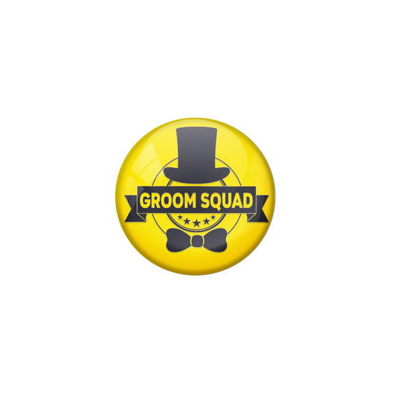 AVI Metal Yellow Colour Pin Badges With Groom Squad Yellow Design