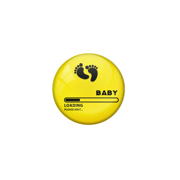 AVI Pin Badges with Yellow Baby loading please wait Quote Design Pack of 1