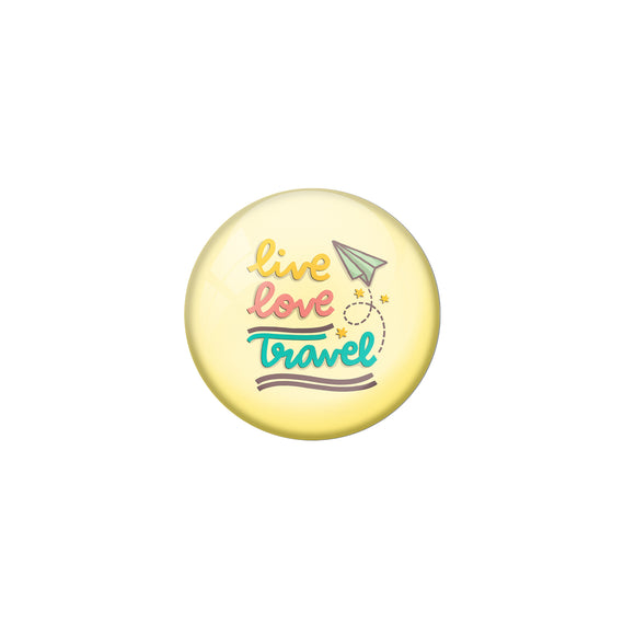 AVI Yellow Metal Fridge Magnet with Positive Quotes Live love travel Design