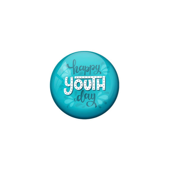 AVI Blue Metal Pin Badges with Positive Quotes Happy youth day Design