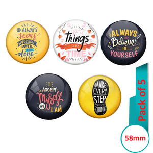 AVI Multi Colour Metal Fridge Magnet  with Pack of 5 Happy Positive quotes PQ 5 Design