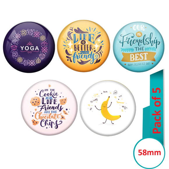 AVI Multi Colour Metal  Pin Badges  with Pack of 5 Happy Positive quotes PQ 41 Design