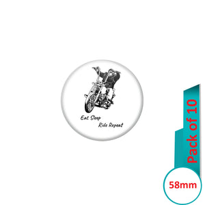 AVI Pin Badges with Multi Eat sleep ride repeat Quote Design Pack of 10