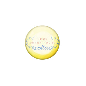 AVI Yellow Metal Fridge Magnet with Positive Quotes Your potential is endless Design