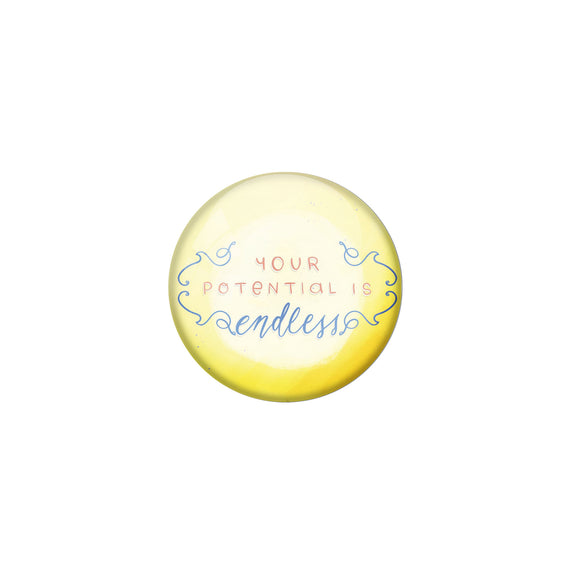 AVI Yellow Metal Fridge Magnet with Positive Quotes Your potential is endless Design