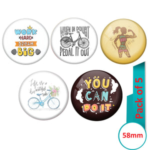 AVI Multi Colour Metal  Pin Badges  with Pack of 5 Happy Positive quotes PQ 42 Design