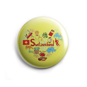 AVI 58mm Regular Size Pin Badge Yellow Switzerland Love Europe Travel Souvenir R8002205