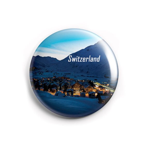 AVI 58mm Regular Size Pin up Badge Blue Switzerland Nights Love Europe Travel Souvenir R8002211
