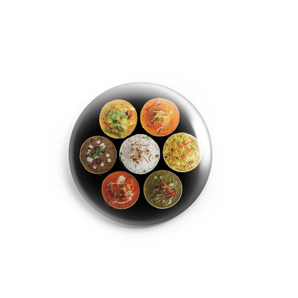 AVI 58mm Pin Badges Multicolor North Indian Thaali Food Lovers Regular Size 58mm R8002229