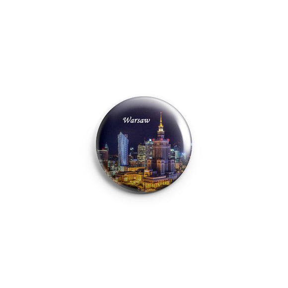 AVI 58mm Regular Size Pin Badge Blue Warsaw Poland Love Europe Travel Souvenir R8002263
