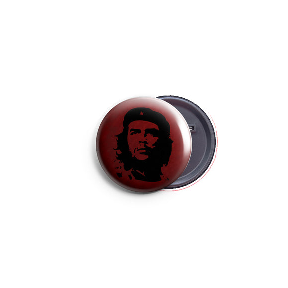 AVI Regular Size Pin Badges Plain Red background Che Guevara Cuban Marxist revolutionary Black R8002286