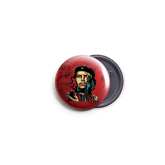 AVI Regular Size Pin Badges Red background Colorful Che Guevara Cuban Marxist revolutionary Black R8002289