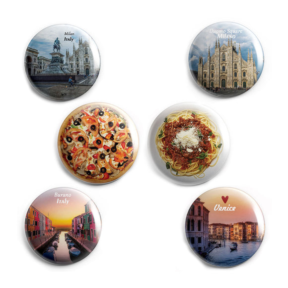 AVI 58mm Fridge Magnets Pack of 6  Multicolor Italy Venice Spagetti Pizza Combo C6MR8002292